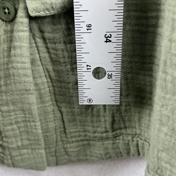 Weatherproof Vintage Gauze Dress Sz L Green Button Front Belted Short Sleeve NWT - Picture 12 of 12